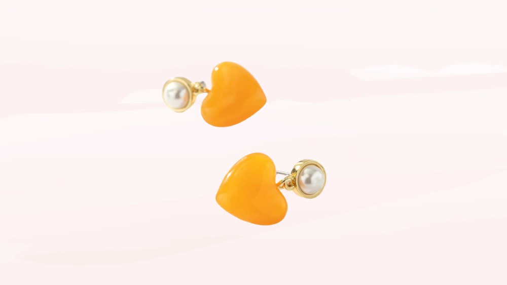 Pink candy heart-shaped earrings