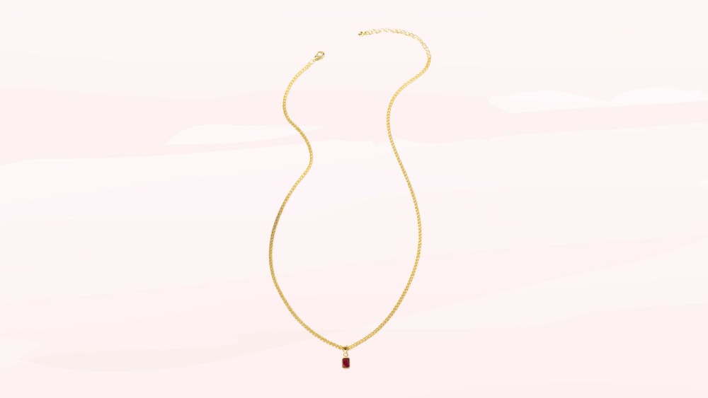 Gold necklace with birthstone pendant