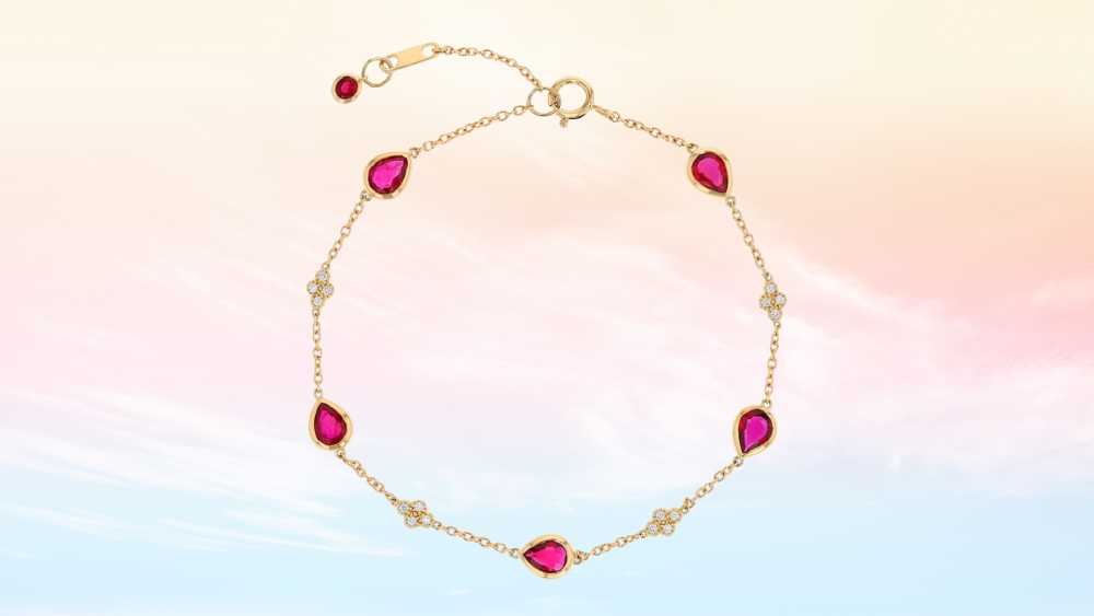 Ruby & Diamond Cluster Station Bracelet