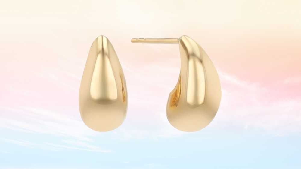 Gold Curved Teardrop Post Earrings