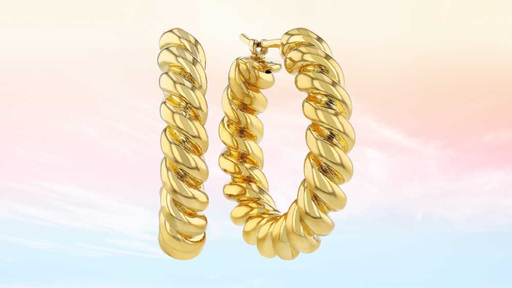 Gold Spiral Twist Hoop Earrings