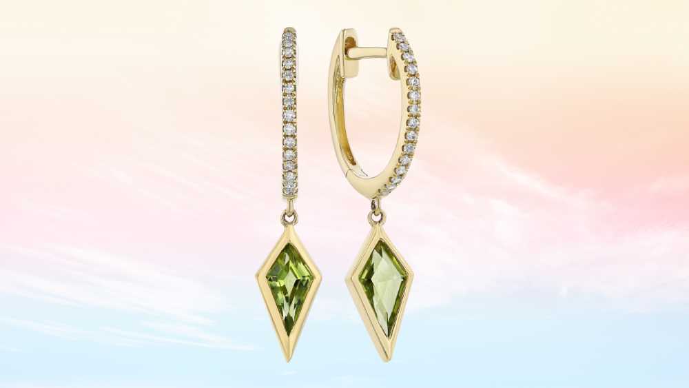 Peridot & Diamond Dangle Hoop Earrings