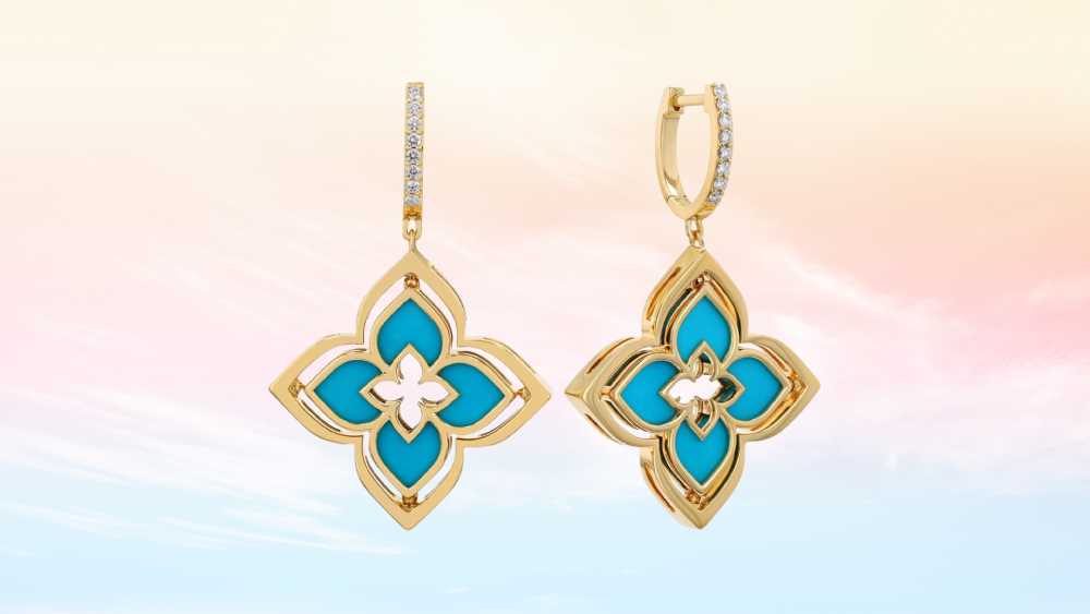 Diamond Pave & Turquoise Dangle Earrings