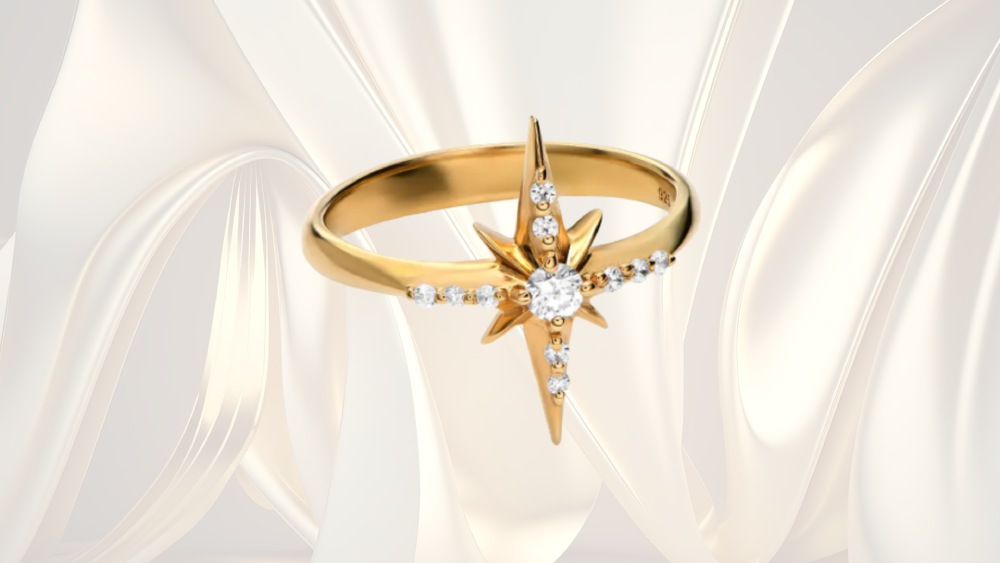 Northern Star Ring in opulent Gold Vermeil