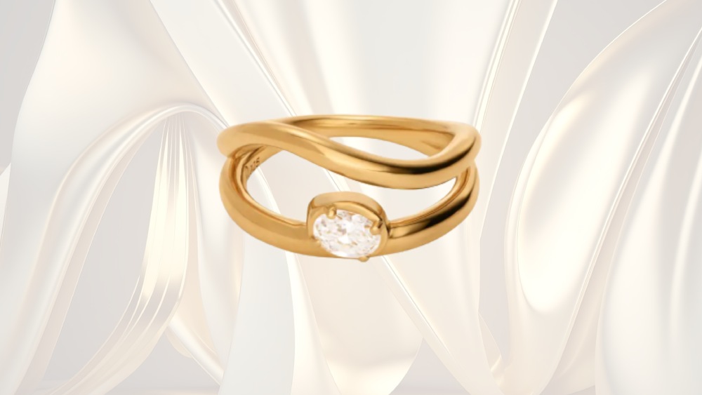 Fine Wavy Ring in Gold Vermeil
