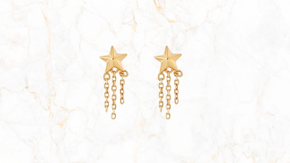 Shooting star piercing earring with sparkle