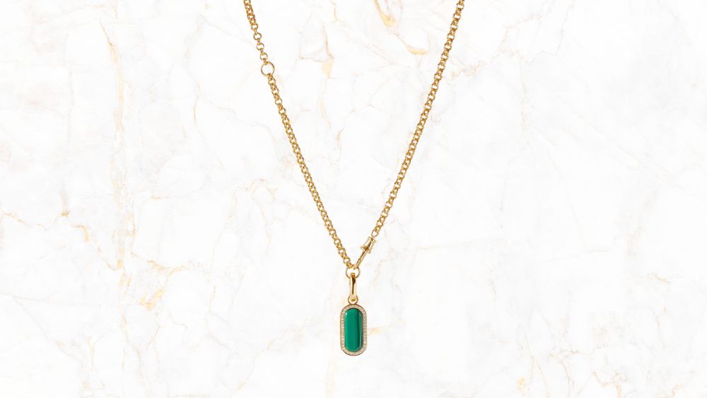 Charlotte Collins malachite modular statement necklace